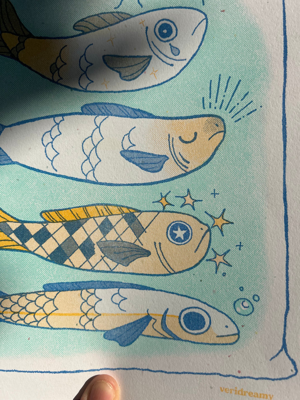 🐟 Fishies in a Bag 🐟  Risograph Print